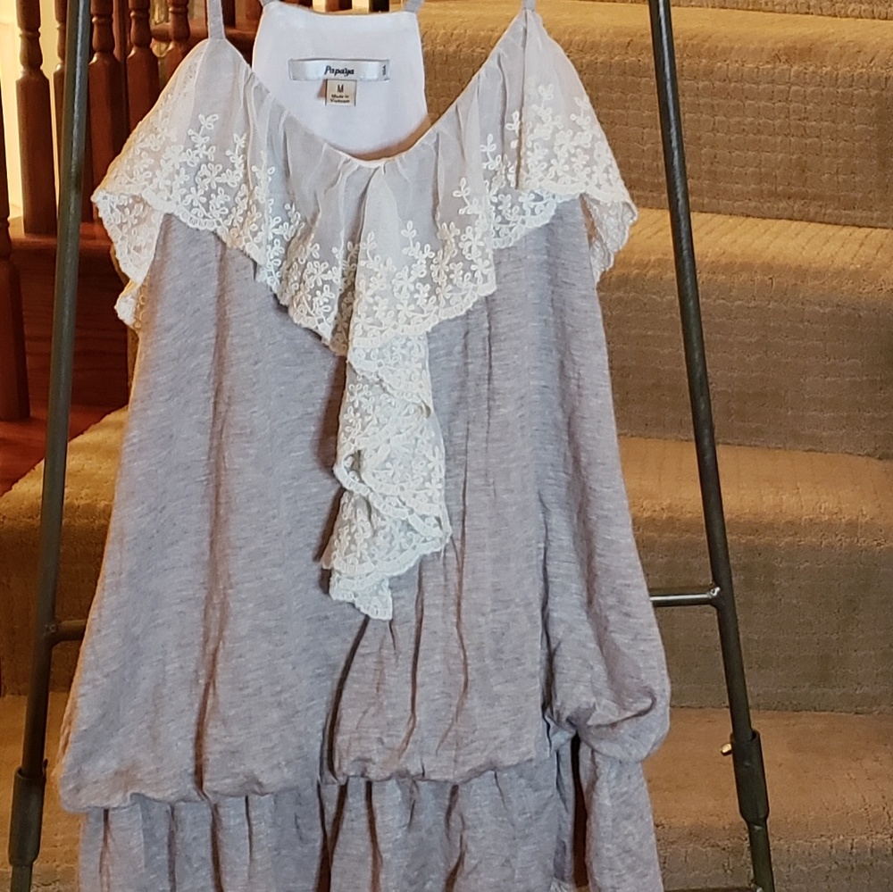 Papaya ruffled tank top